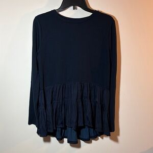 Simply Vera Vera Wang Black Long Sleeve Ruffle Top
